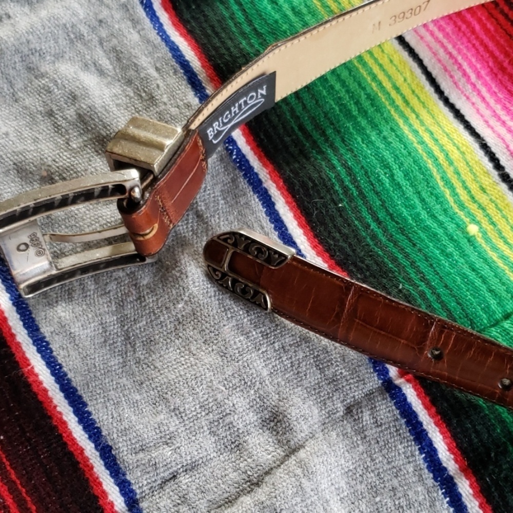 Brighton croc embossed brown belt M - Picture 3 of 4